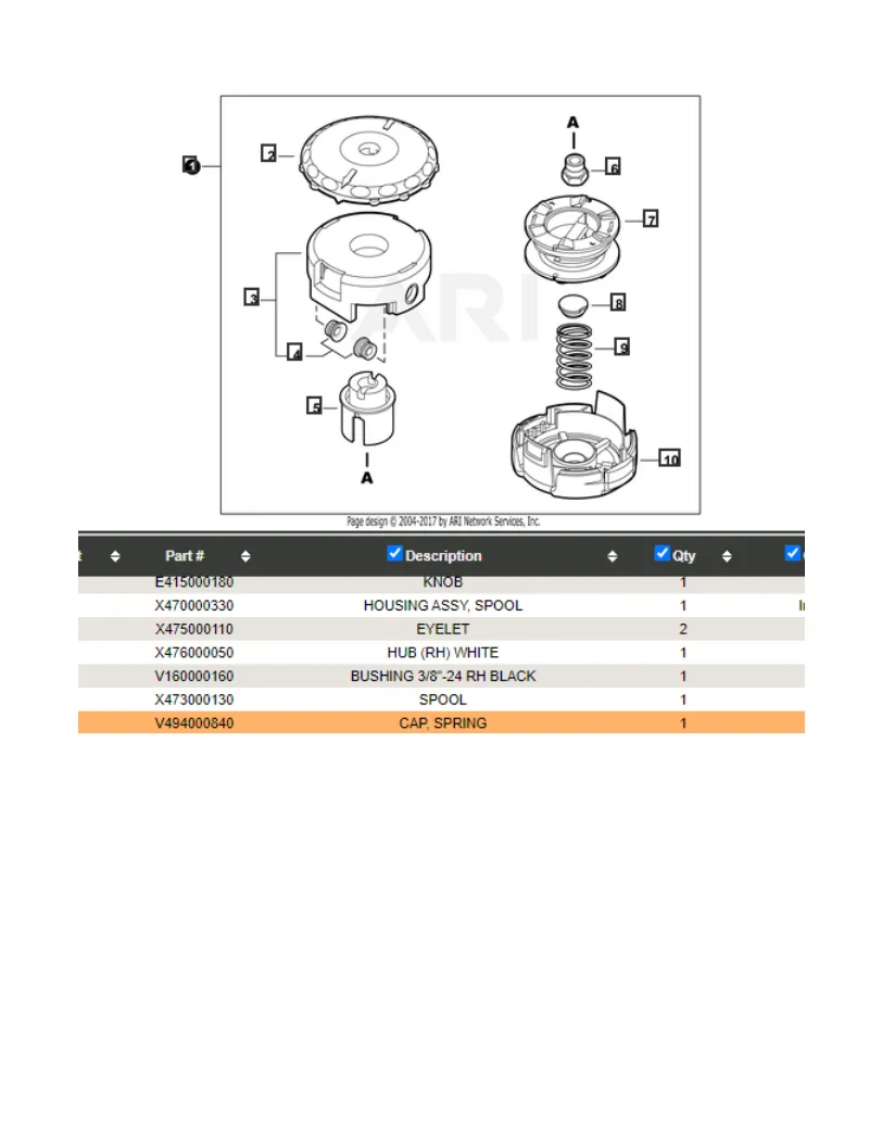 10 - PACK GENUINE OEM ECHO SPRING AND CAP V494000840   V450001880