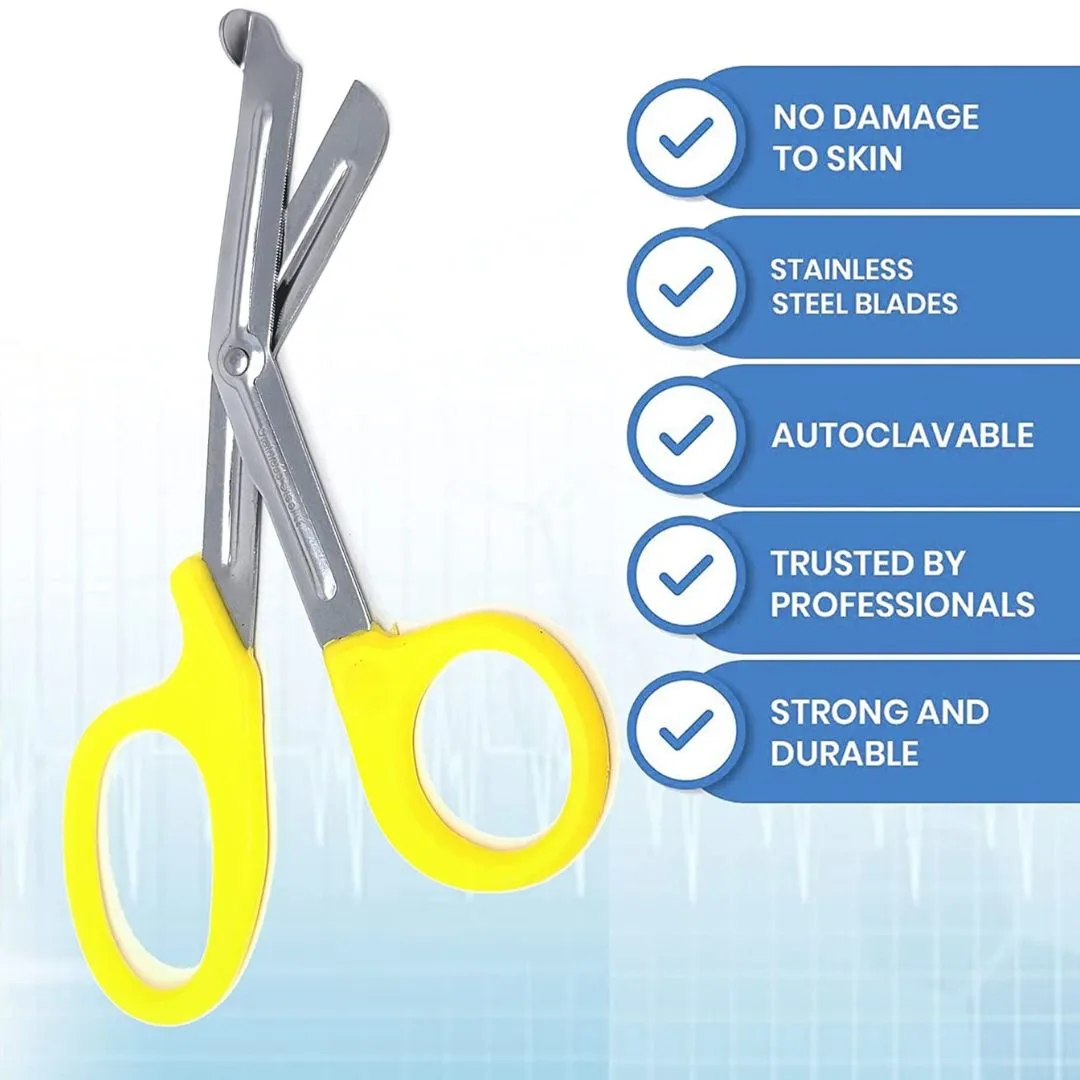 12/Pack Yellow Handle Trauma Shears 7.25" Stainless Steel Scissors for Paramedics, EMT, Nurses, Firefighters   More