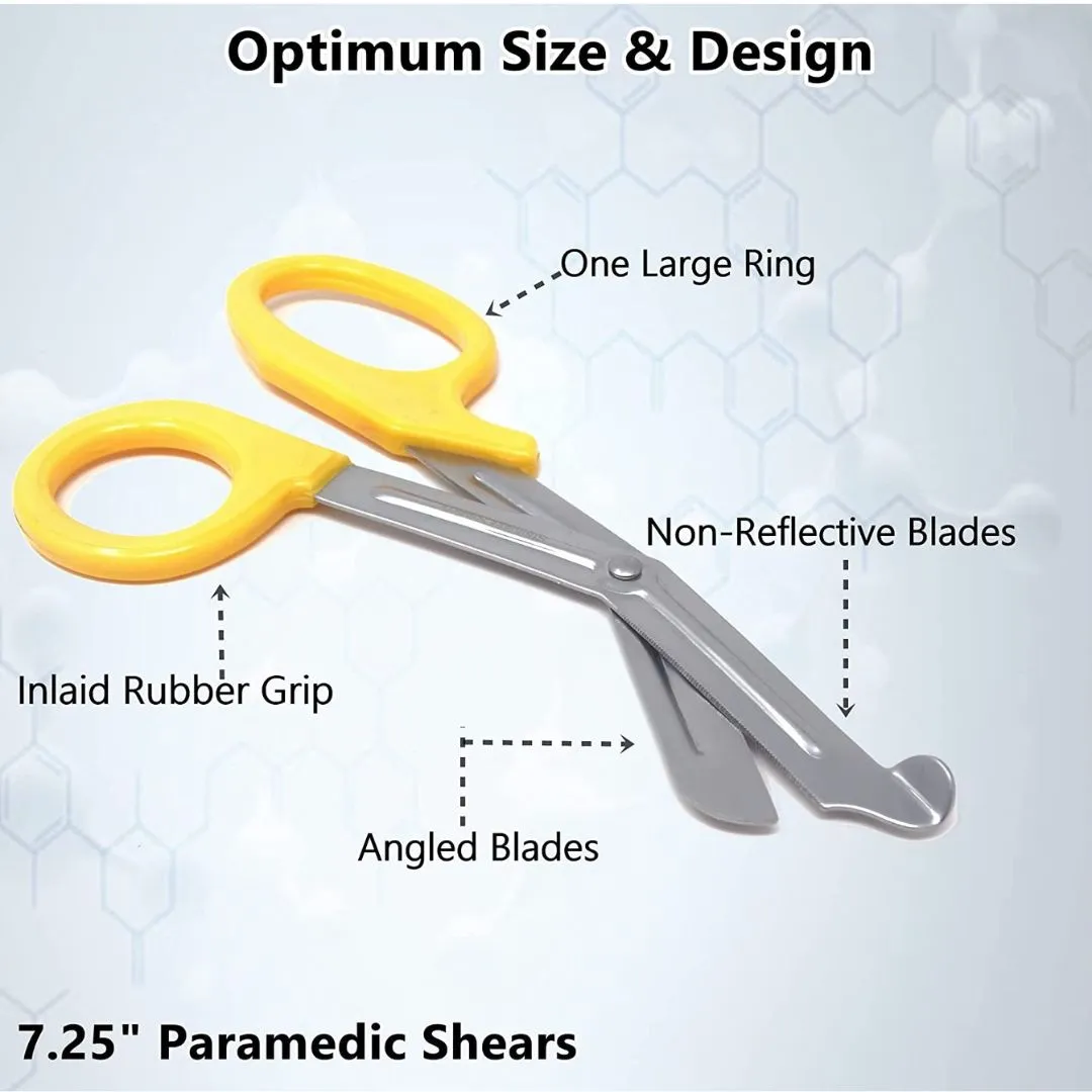 12/Pack Yellow Handle Trauma Shears 7.25" Stainless Steel Scissors for Paramedics, EMT, Nurses, Firefighters   More