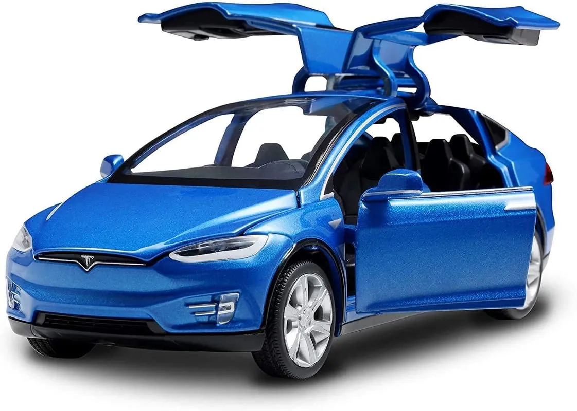 1:32 DIECAST MODEL ALLOY TESLA X ALLOY METAL PULL BACK WITH 6 OPENABLE DOORS & SOUND LIGHT TOY CAR FOR KIDS BEST GIFT TOYS FOR KIDS [ COLOR AS PER STOCK ]