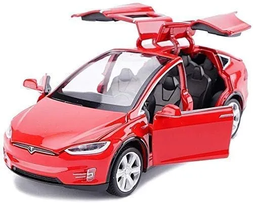 1:32 DIECAST MODEL ALLOY TESLA X ALLOY METAL PULL BACK WITH 6 OPENABLE DOORS & SOUND LIGHT TOY CAR FOR KIDS BEST GIFT TOYS FOR KIDS [ COLOR AS PER STOCK ]