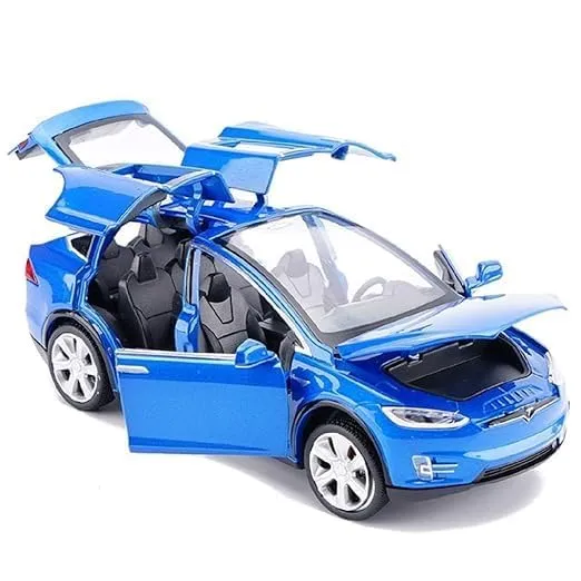 1:32 DIECAST MODEL ALLOY TESLA X ALLOY METAL PULL BACK WITH 6 OPENABLE DOORS & SOUND LIGHT TOY CAR FOR KIDS BEST GIFT TOYS FOR KIDS [ COLOR AS PER STOCK ]