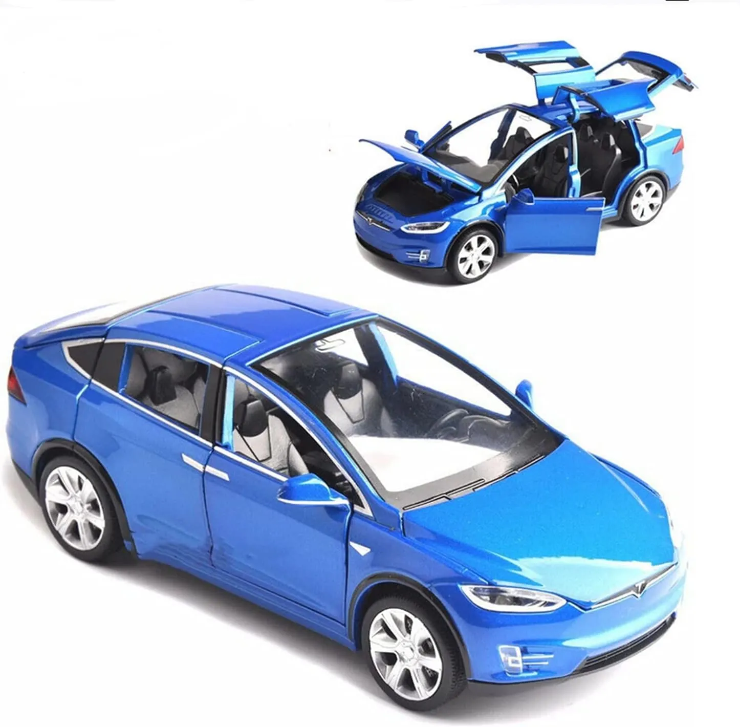 1:32 DIECAST MODEL ALLOY TESLA X ALLOY METAL PULL BACK WITH 6 OPENABLE DOORS & SOUND LIGHT TOY CAR FOR KIDS BEST GIFT TOYS FOR KIDS [ COLOR AS PER STOCK ]