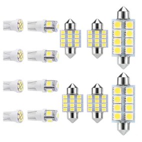 14Pcs T10 31mm 41mm Festoon LED Light Bulb Interior Dome Map LED Lights License Plate Trunk Side Positioning Lights 6000K White