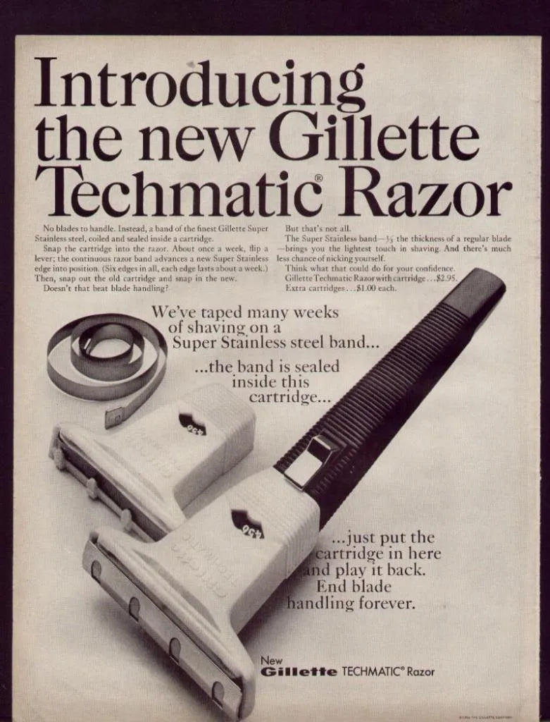 1968 Gillette * Techmatic Safety Razor With Original Case F*S