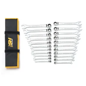 22 Piece SAE and Metric Ratcheting Wrench Set