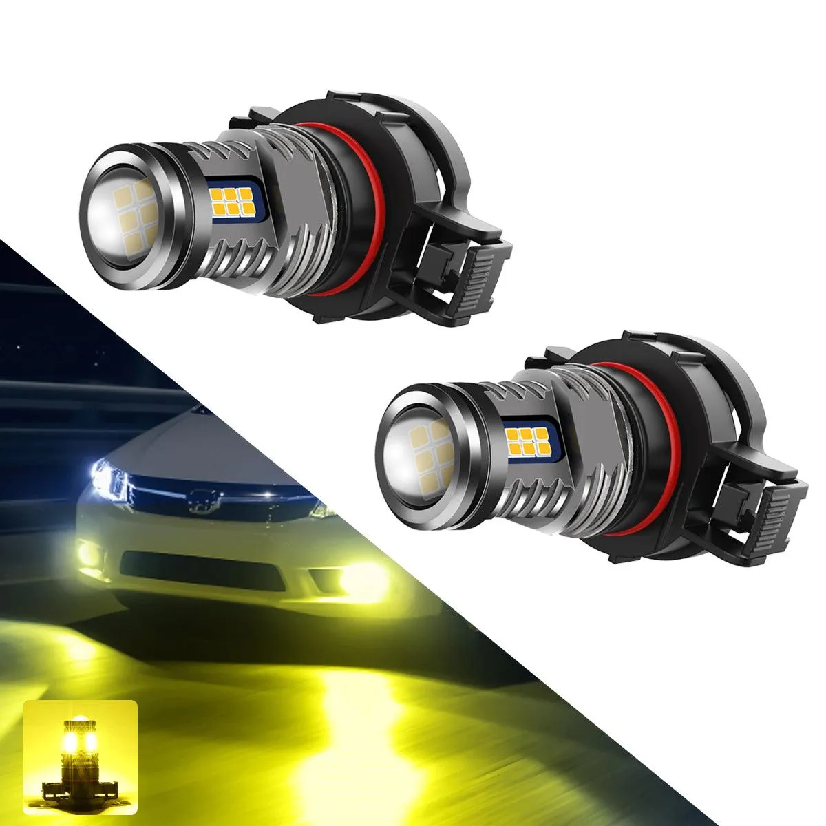 (2pcs/set) 5202/5201/PS24W/H16EU  Y2 Series 3-Sides Cool White/Golden Yellow LED Fog Light/DRL