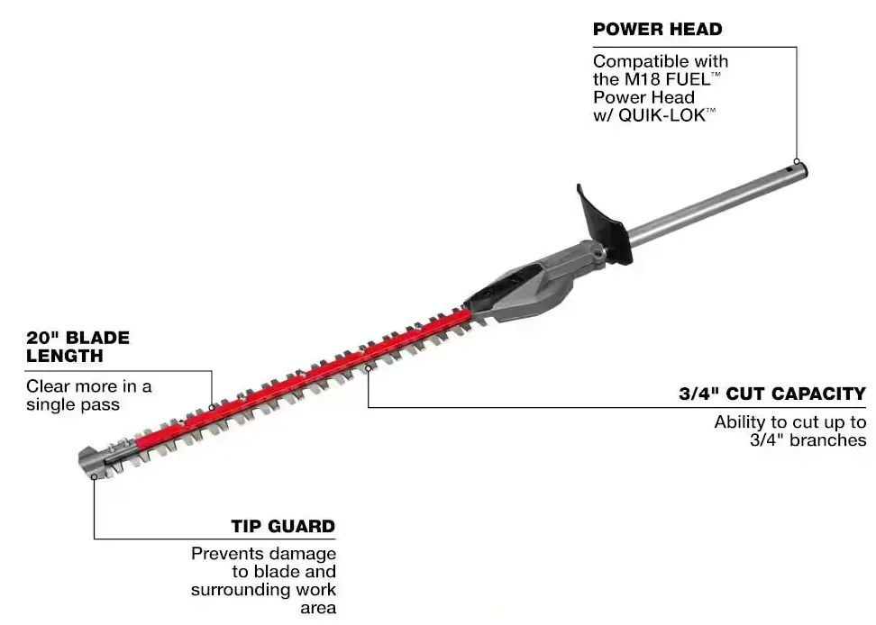 49-16-2796 Milwaukee M18 Fuel QUIK-LOK Hedge Trimmer Attachment