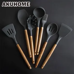 8 Pcs/Set Silicone Spatula Heat-resistant Soup Spoon Non-stick Special Cooking Shovel Kitchen Tools