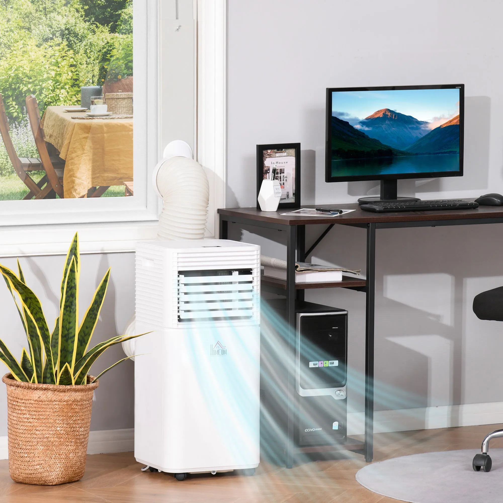 9000 BTU 4-In-1 Compact Portable Mobile Air Conditioner Unit Cooling Dehumidifying Ventilating w/ Fan Remote LED 24Hr Timer Auto Shut-Down