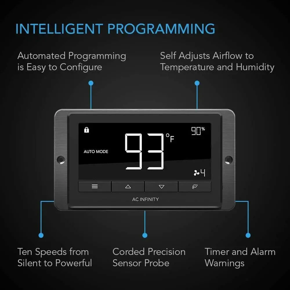 AC Infinity CLOUDLINE T10 Inline Duct Fan System w/ Bluetooth Controller, 10"