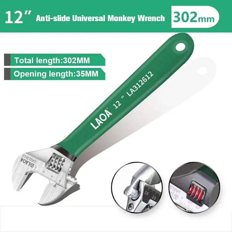 Anti-slide Universal Monkey Wrench Adjustable Spanner Adjust Wrenches With Scale Stainless steel Key Hand tools