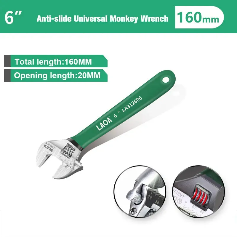 Anti-slide Universal Monkey Wrench Adjustable Spanner Adjust Wrenches With Scale Stainless steel Key Hand tools