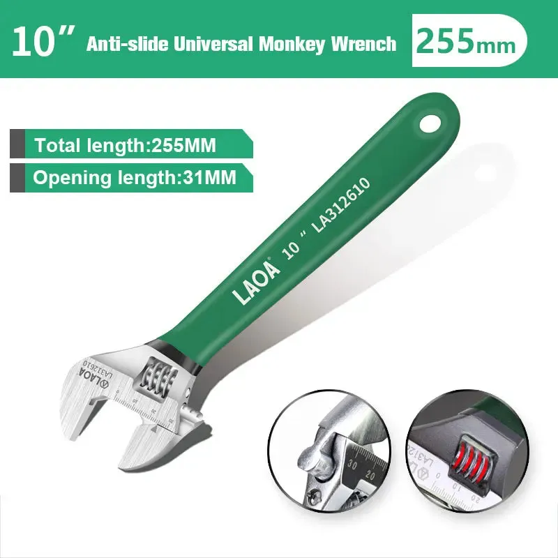 Anti-slide Universal Monkey Wrench Adjustable Spanner Adjust Wrenches With Scale Stainless steel Key Hand tools