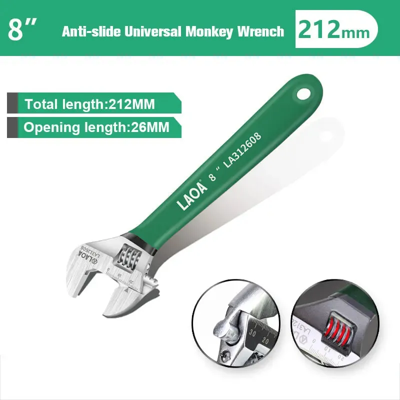 Anti-slide Universal Monkey Wrench Adjustable Spanner Adjust Wrenches With Scale Stainless steel Key Hand tools