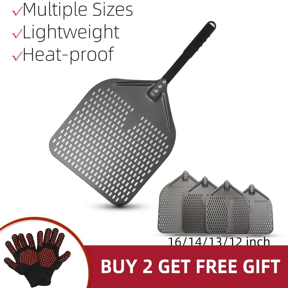 Anygleam Pizza Shovel 25cm X 106cm Dark Grey for Perforated Peel with Metal Handle Oven Turning Baking Accessory