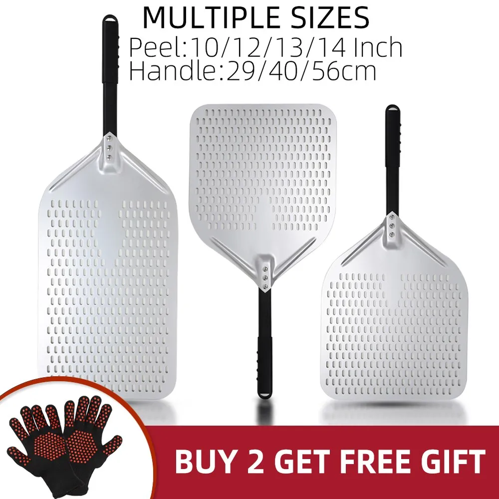 Anygleam Pizza Shovel 25cm X 81cm Silver for Perforated Peel with Metal Handle Oven Turning Baking Accessory