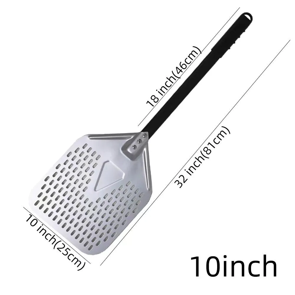 Anygleam Pizza Shovel 25cm X 81cm Silver for Perforated Peel with Metal Handle Oven Turning Baking Accessory