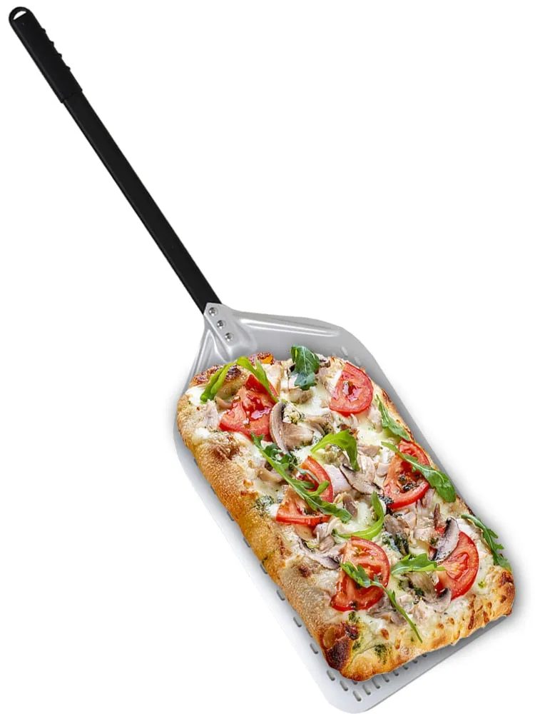 Anygleam Pizza Shovel 25cm X 81cm Silver for Perforated Peel with Metal Handle Oven Turning Baking Accessory