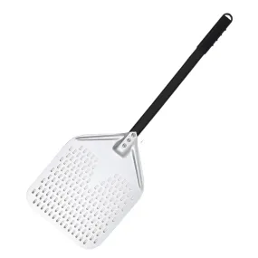 Anygleam Pizza Shovel 35 cm X 91cm Silver for Perforated Peel with Metal Handle Oven Turning Baking Accessory