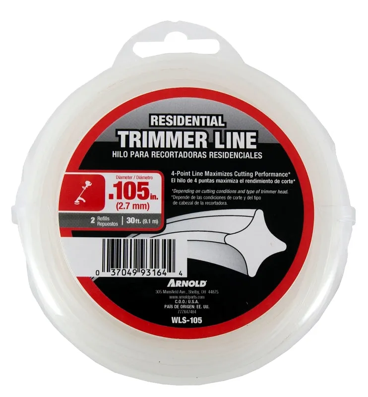 ARNOLD WLS-105 Trimmer Line, 0.105 in Dia, 30 ft L, Nylon :EA: QUANTITY: 1