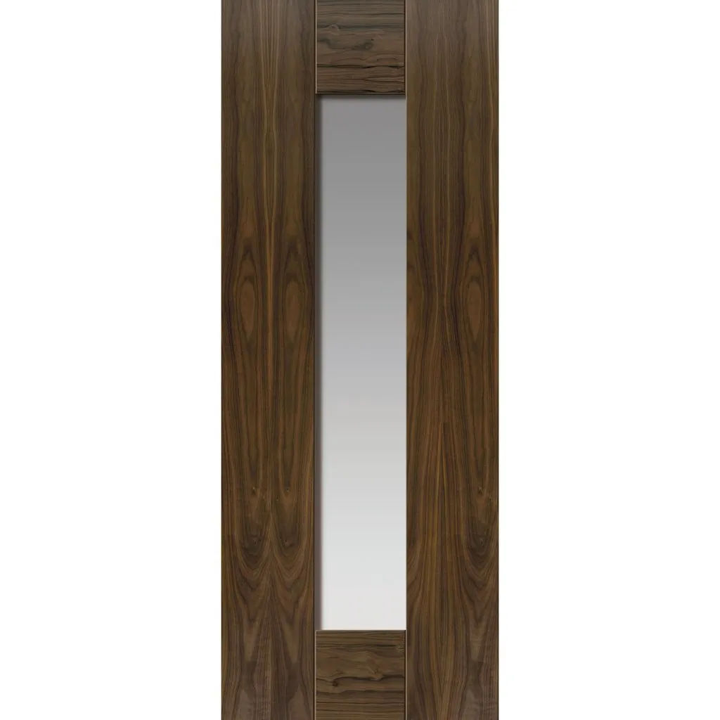 Axis Shaker Walnut Double Evokit Pocket Doors - Clear Glass - Prefinished