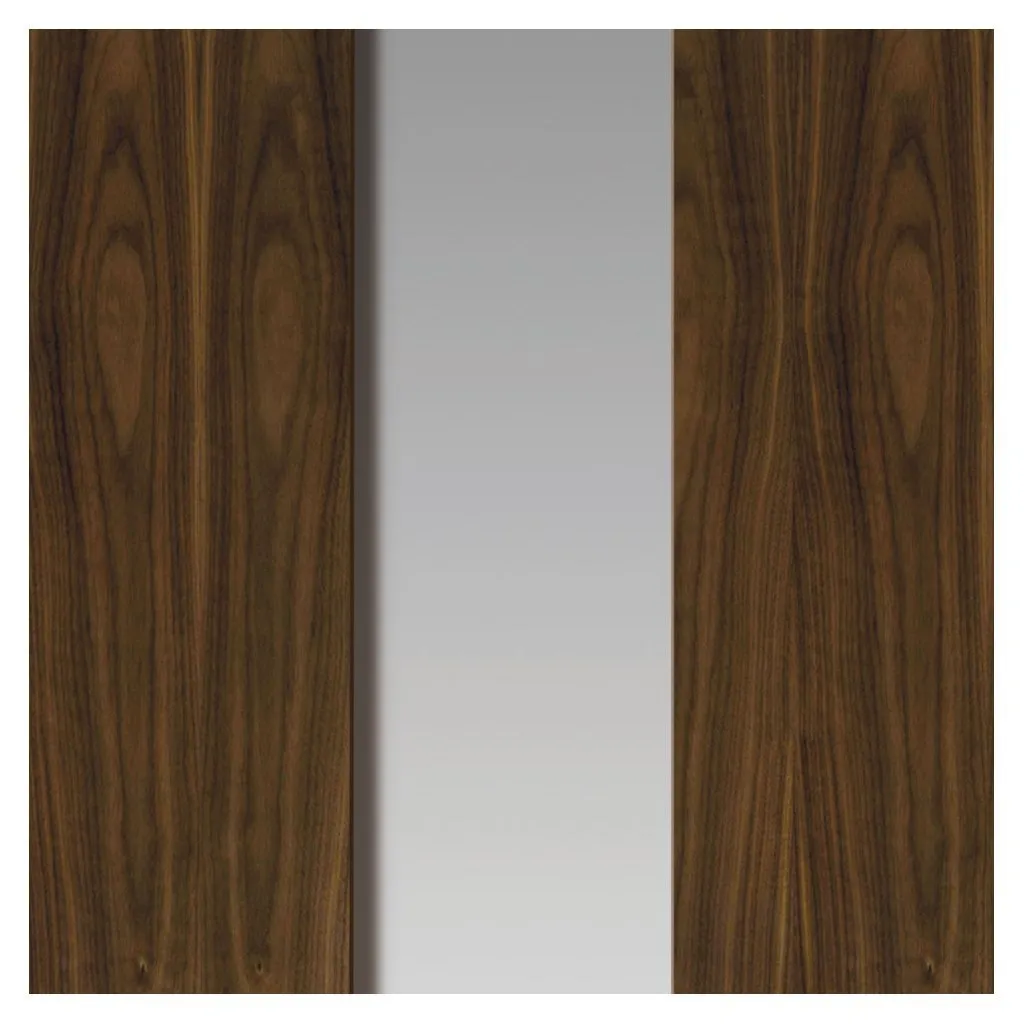 Axis Shaker Walnut Double Evokit Pocket Doors - Clear Glass - Prefinished