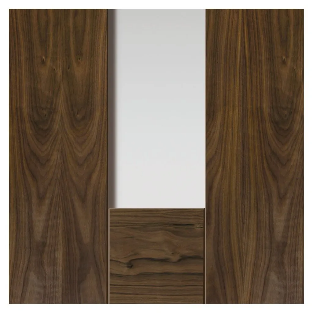 Axis Shaker Walnut Double Evokit Pocket Doors - Clear Glass - Prefinished