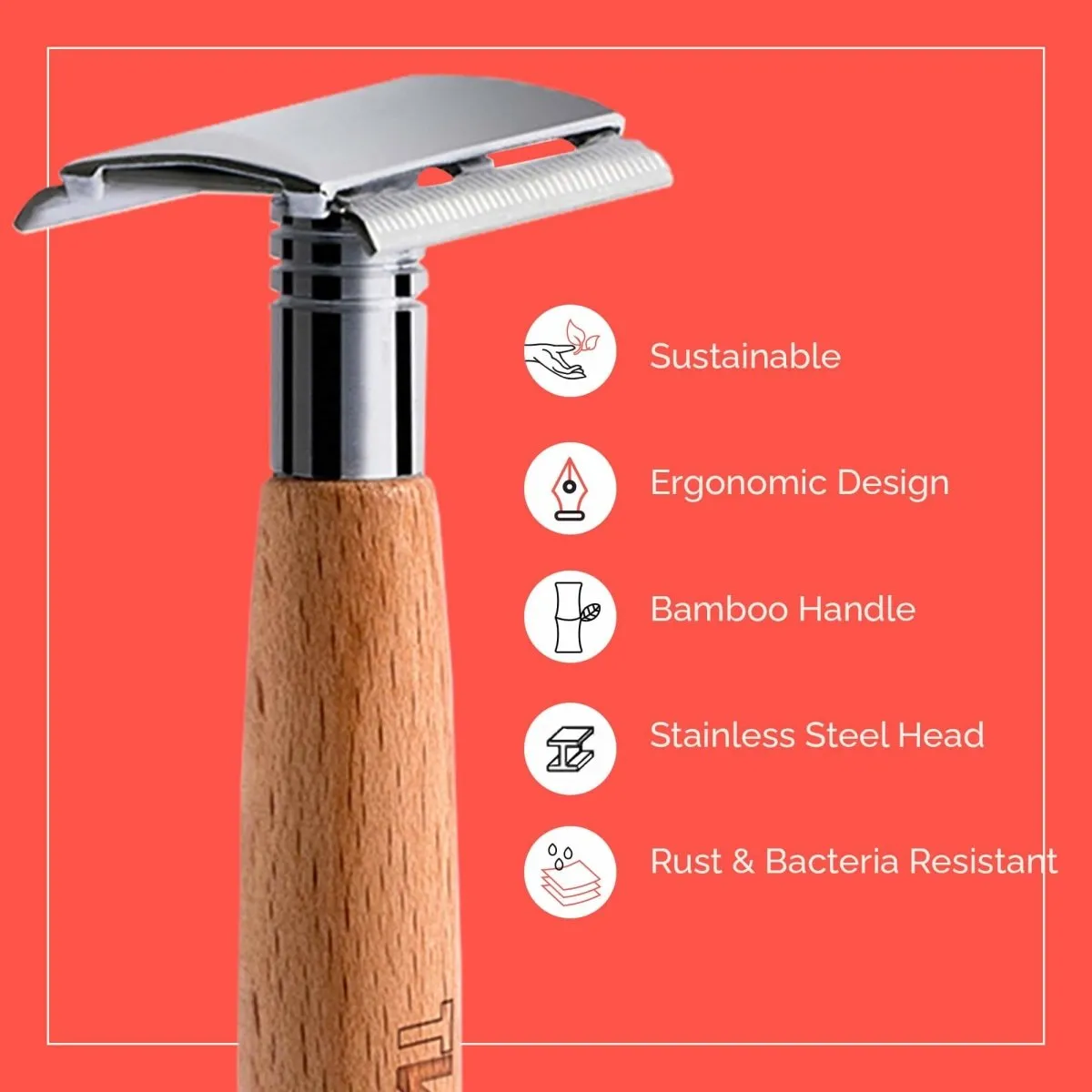 Bamboo Safety Razor for Men & Women with 10 Blades