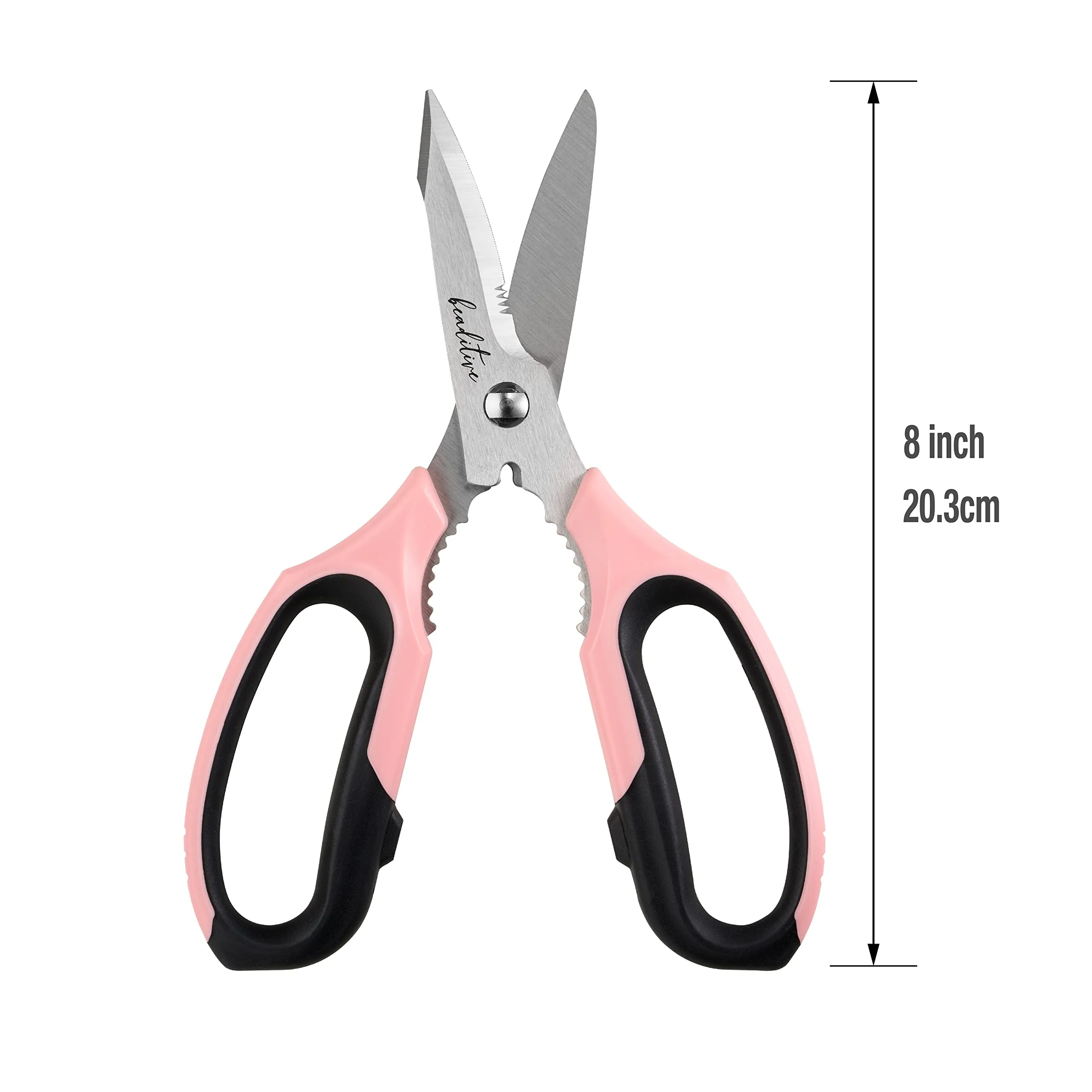 Beaditive Multi-Purpose 8" Kitchen Shears - Detachable, Serrated Blades, Japanese Stainless Steel - Ergonomic Handle, Protective Cover - Dishwasher Safe