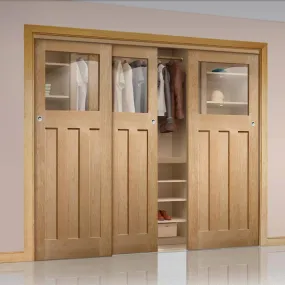 Bespoke DX 1930's Oak Glazed 3 Door Maximal Wardrobe and Frame Kit - Prefinished