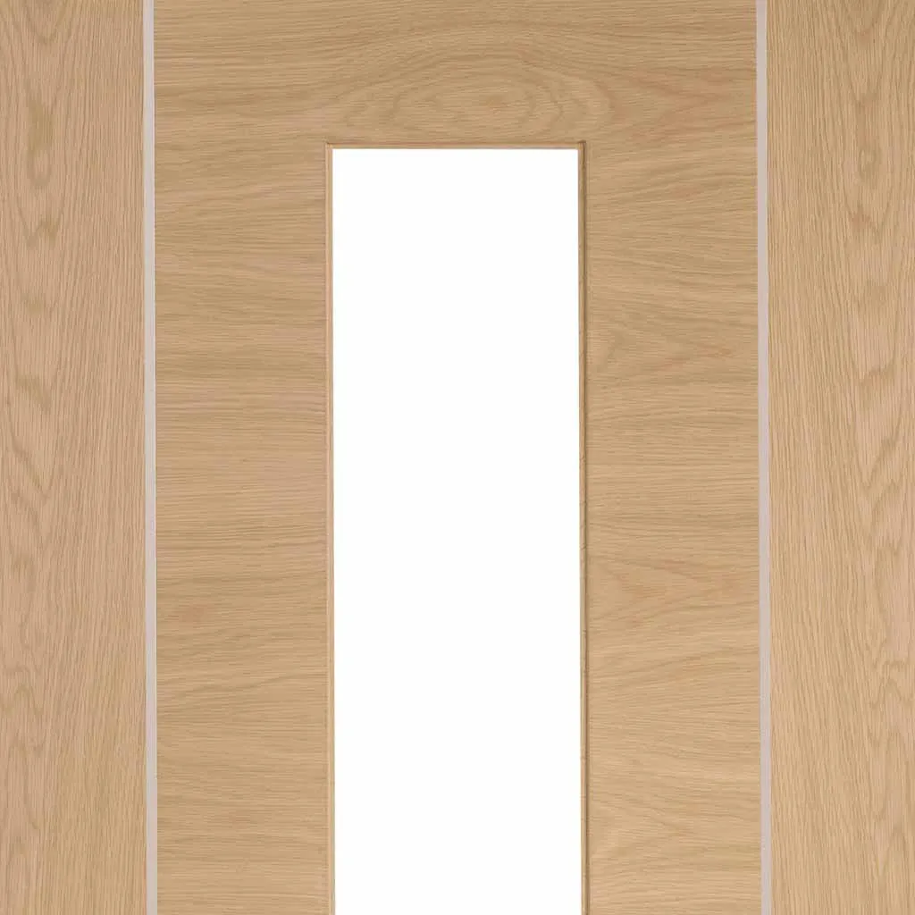 Bespoke Forli Oak Glazed Double Pocket Door - Aluminium Inlay - Prefinished