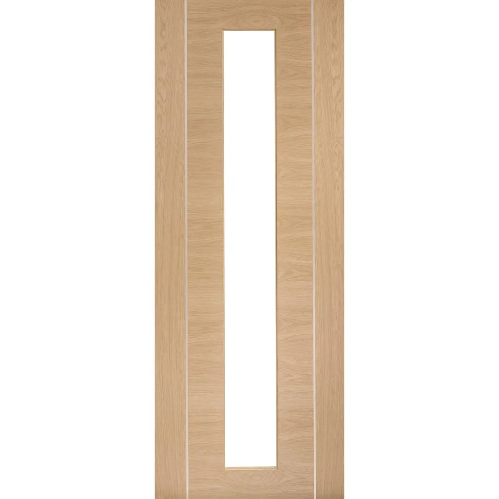 Bespoke Forli Oak Glazed Double Pocket Door - Aluminium Inlay - Prefinished