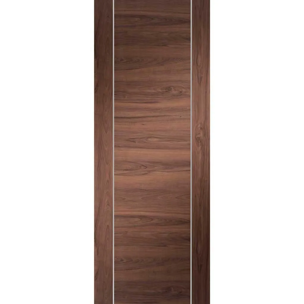 Bespoke Forli Walnut Flush 3 Door Maximal Wardrobe and Frame Kit - Aluminium Inlay - Prefinished