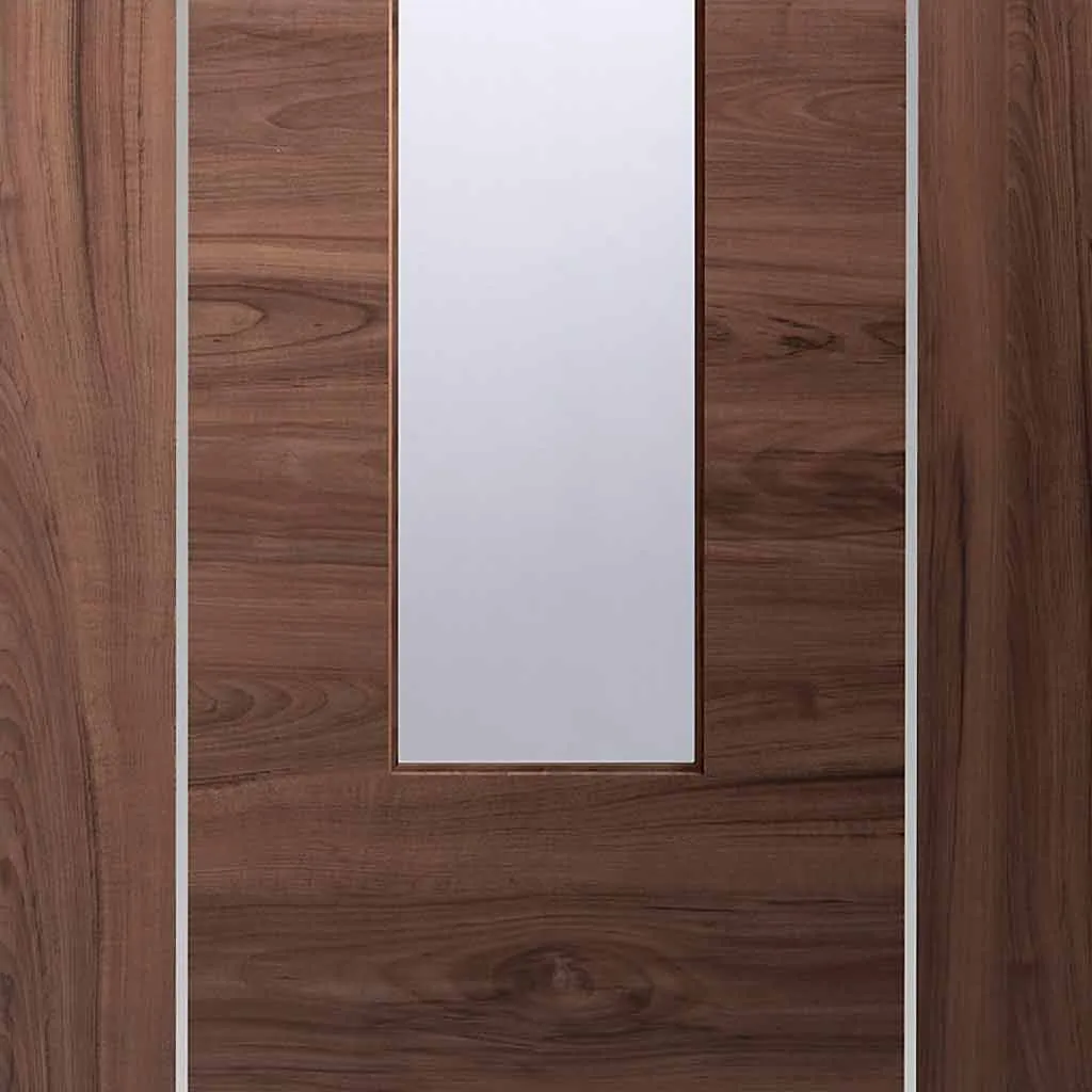 Bespoke Forli Walnut Glazed 4 Door Maximal Wardrobe and Frame Kit - Aluminium Inlay - Prefinished