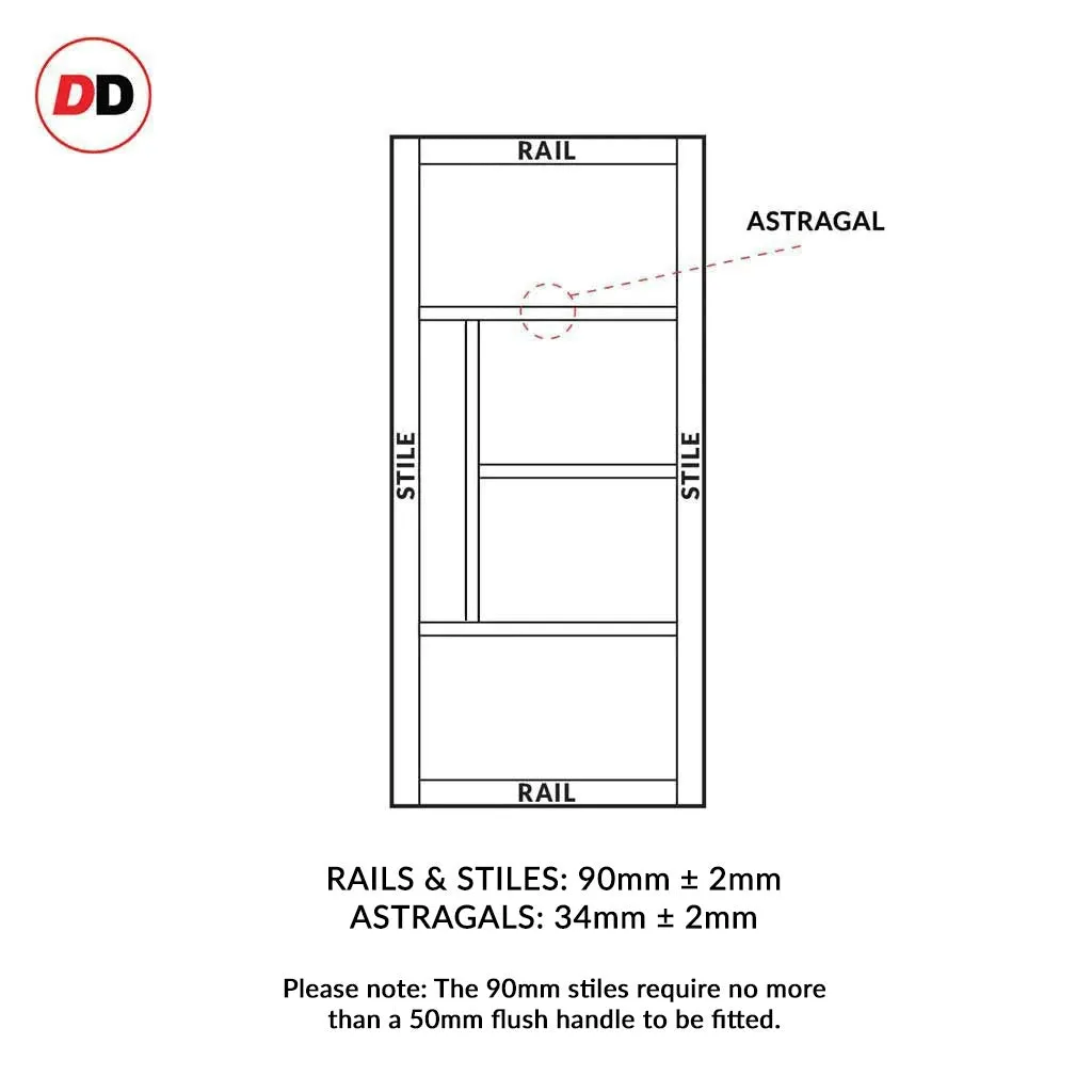 Bespoke Handmade Eco-Urban® Boston 4 Pane Double Absolute Evokit Pocket Door DD6311SG - Frosted Glass - Colour Options