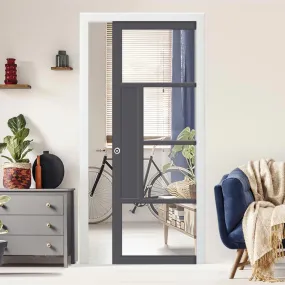 Bespoke Handmade Eco-Urban® Boston 4 Pane Single Evokit Pocket Door DD6311G - Clear Glass - Colour Options