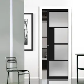 Bespoke Handmade Eco-Urban® Boston 4 Pane Single Evokit Pocket Door DD6311SG - Frosted Glass - Colour Options