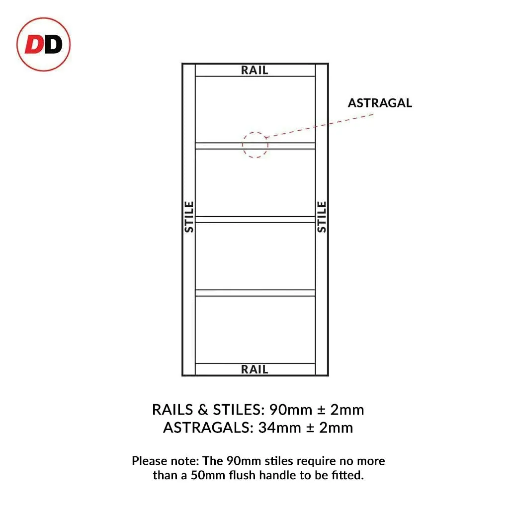 Bespoke Handmade Eco-Urban® Brooklyn 4 Pane Double Evokit Pocket Door DD6308SG - Frosted Glass - Colour Options