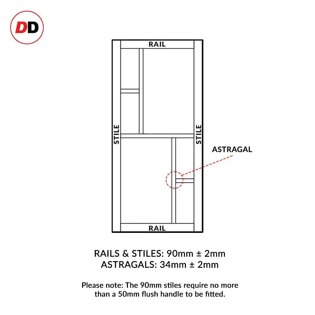 Bespoke Handmade Eco-Urban® Cairo 6 Pane Double Absolute Evokit Pocket Door DD6419SG Frosted Glass - Colour Options