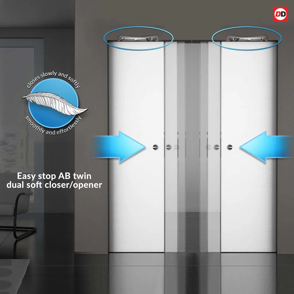 Bespoke Handmade Eco-Urban® Cairo 6 Pane Double Absolute Evokit Pocket Door DD6419SG Frosted Glass - Colour Options