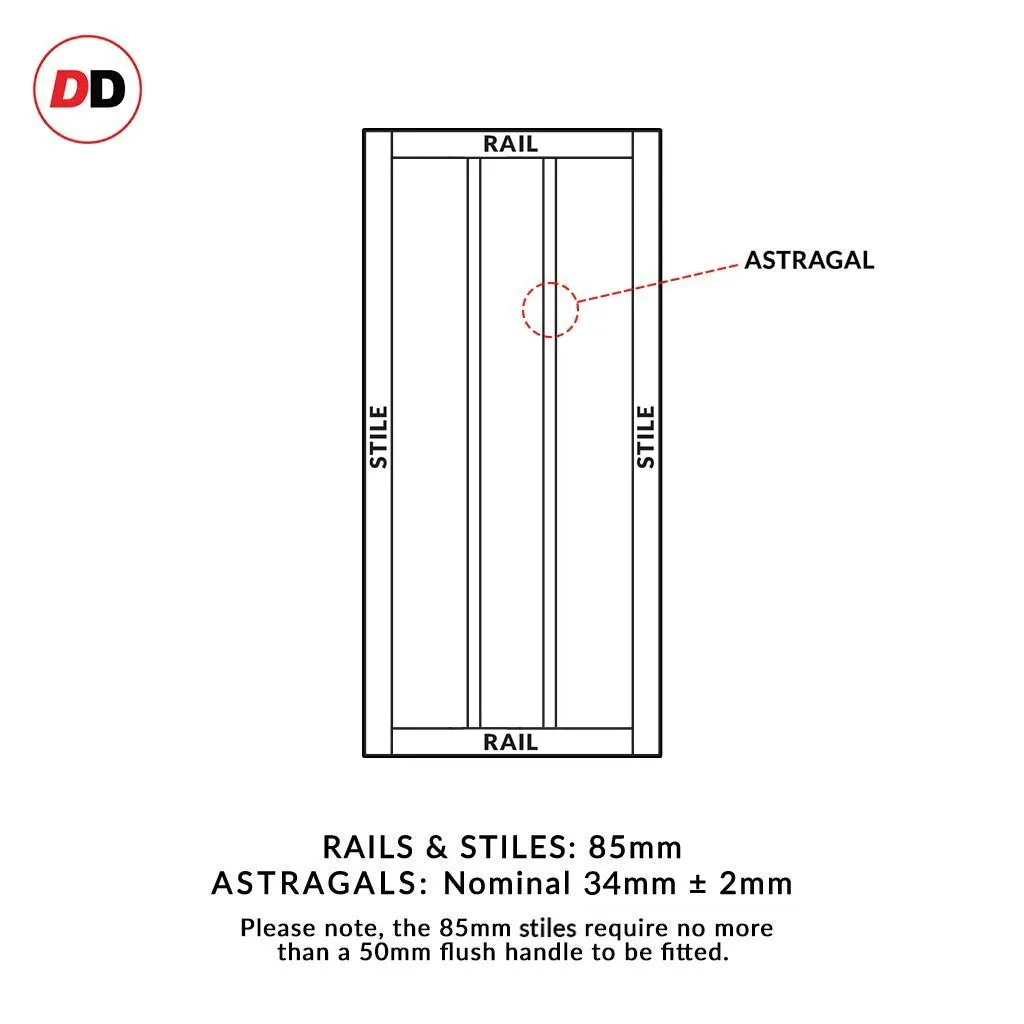 Bespoke Handmade Eco-Urban® Cornwall 3 Panel Double Evokit Pocket Door DD6404 - Colour Options