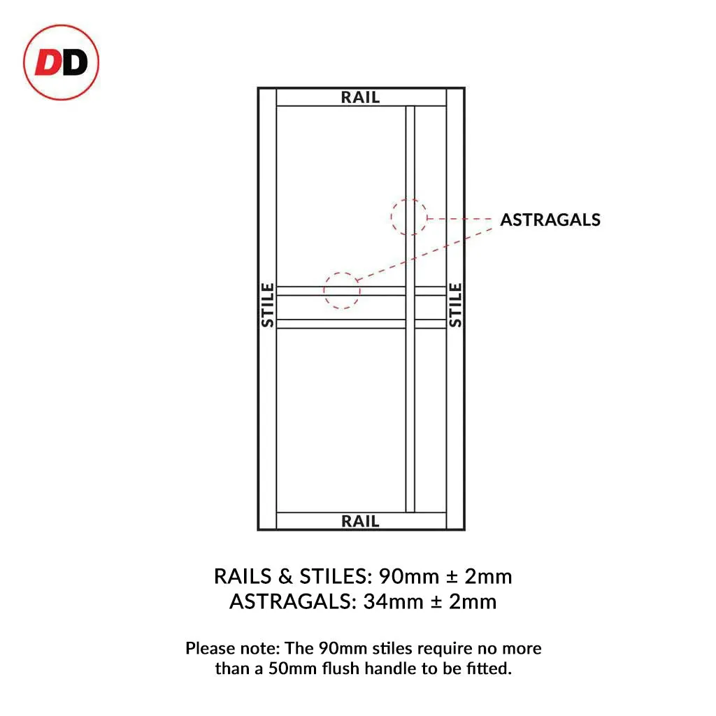 Bespoke Handmade Eco-Urban® Glasgow 6 Pane Single Absolute Evokit Pocket Door DD6314SG - Frosted Glass - Colour Options