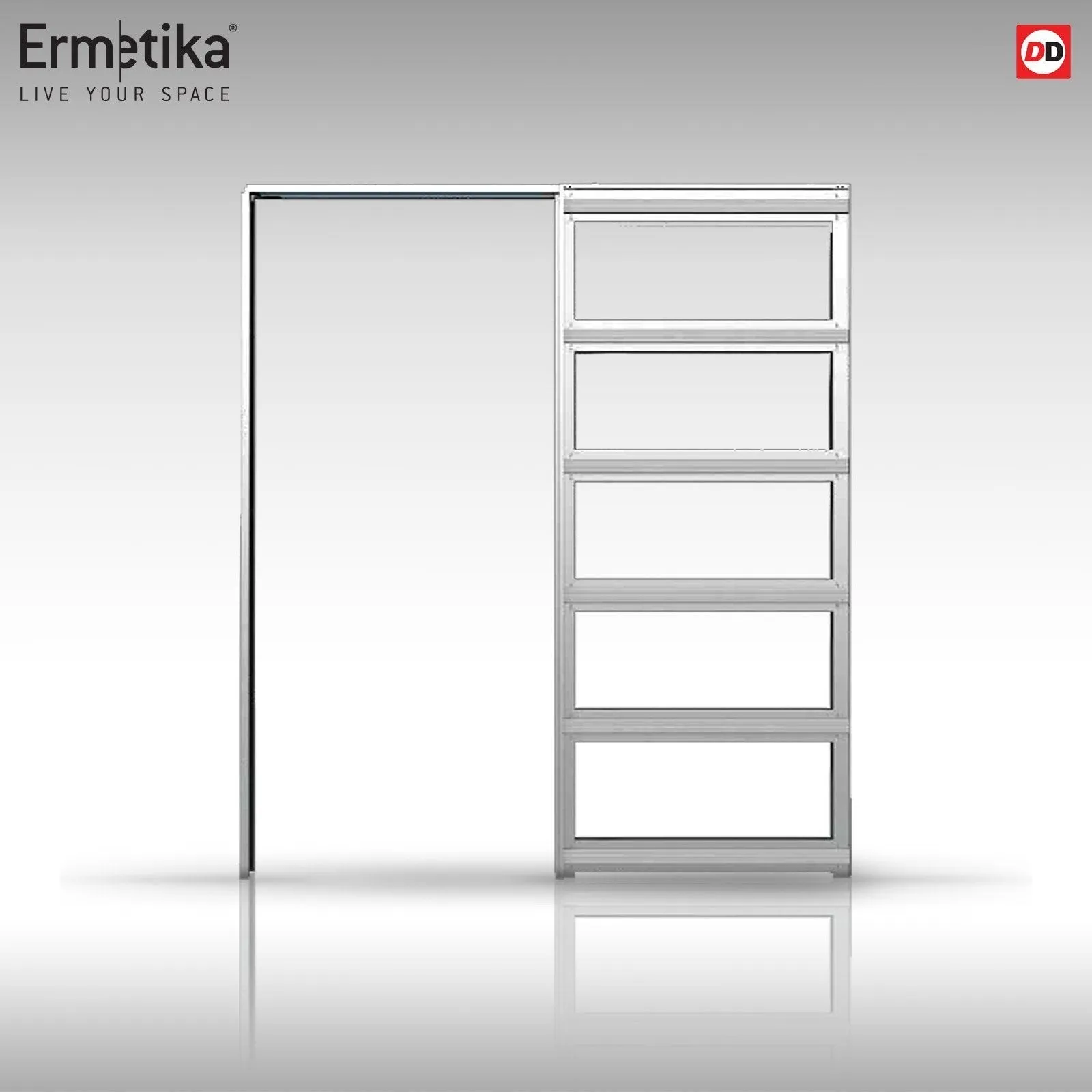 Bespoke Handmade Eco-Urban® Glasgow 6 Pane Single Absolute Evokit Pocket Door DD6314SG - Frosted Glass - Colour Options