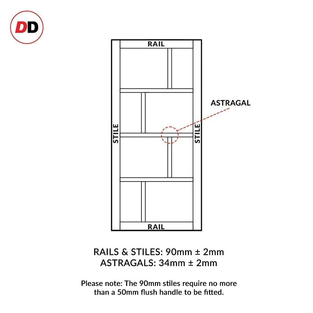 Bespoke Handmade Eco-Urban® Kochi 8 Pane Single Absolute Evokit Pocket Door DD6415SG Frosted Glass - Colour Options