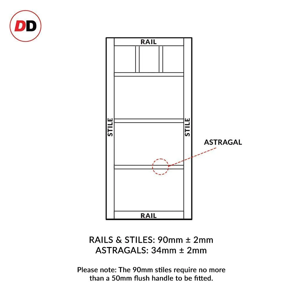 Bespoke Handmade Eco-Urban® Lagos 3 Pane 3 Panel Single Absolute Evokit Pocket Door DD6427SG Frosted Glass - Colour Options