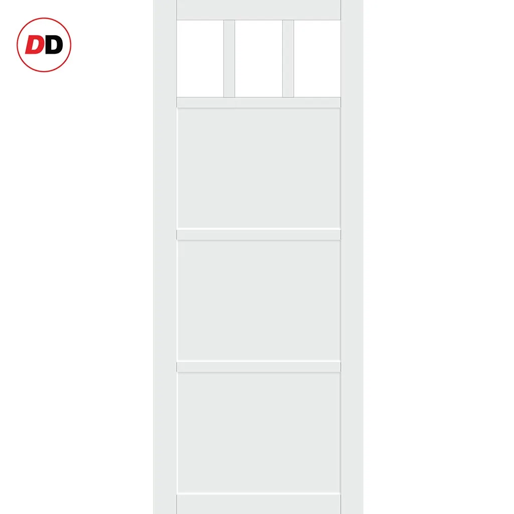 Bespoke Handmade Eco-Urban® Lagos 3 Pane 3 Panel Single Absolute Evokit Pocket Door DD6427SG Frosted Glass - Colour Options