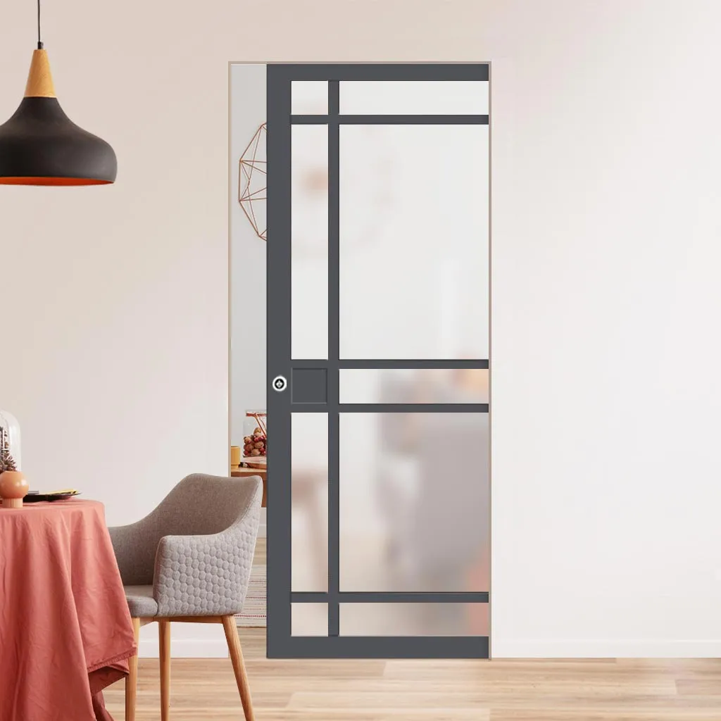 Bespoke Handmade Eco-Urban® Leith 9 Pane Single Absolute Evokit Pocket Door DD6316SG - Frosted Glass - Colour Options