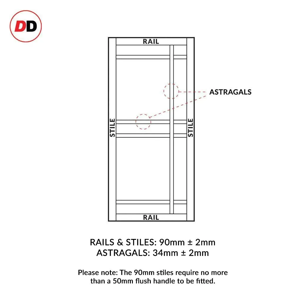 Bespoke Handmade Eco-Urban® Leith 9 Pane Single Absolute Evokit Pocket Door DD6316SG - Frosted Glass - Colour Options