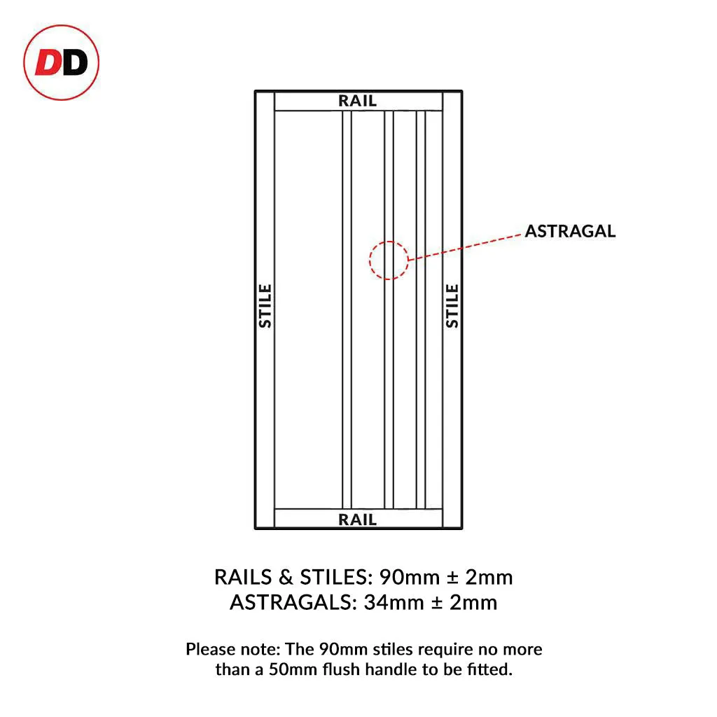 Bespoke Handmade Eco-Urban® Malmo 4 Panel Double Absolute Evokit Pocket Door DD6401 - Colour Options